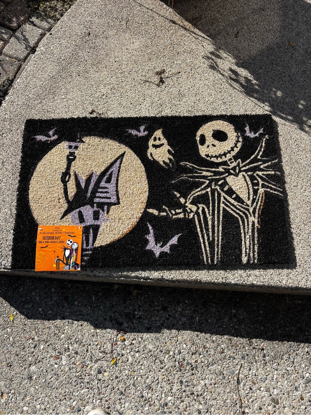 Halloween Jack Skellington Coir Door Mat - Black and Cream